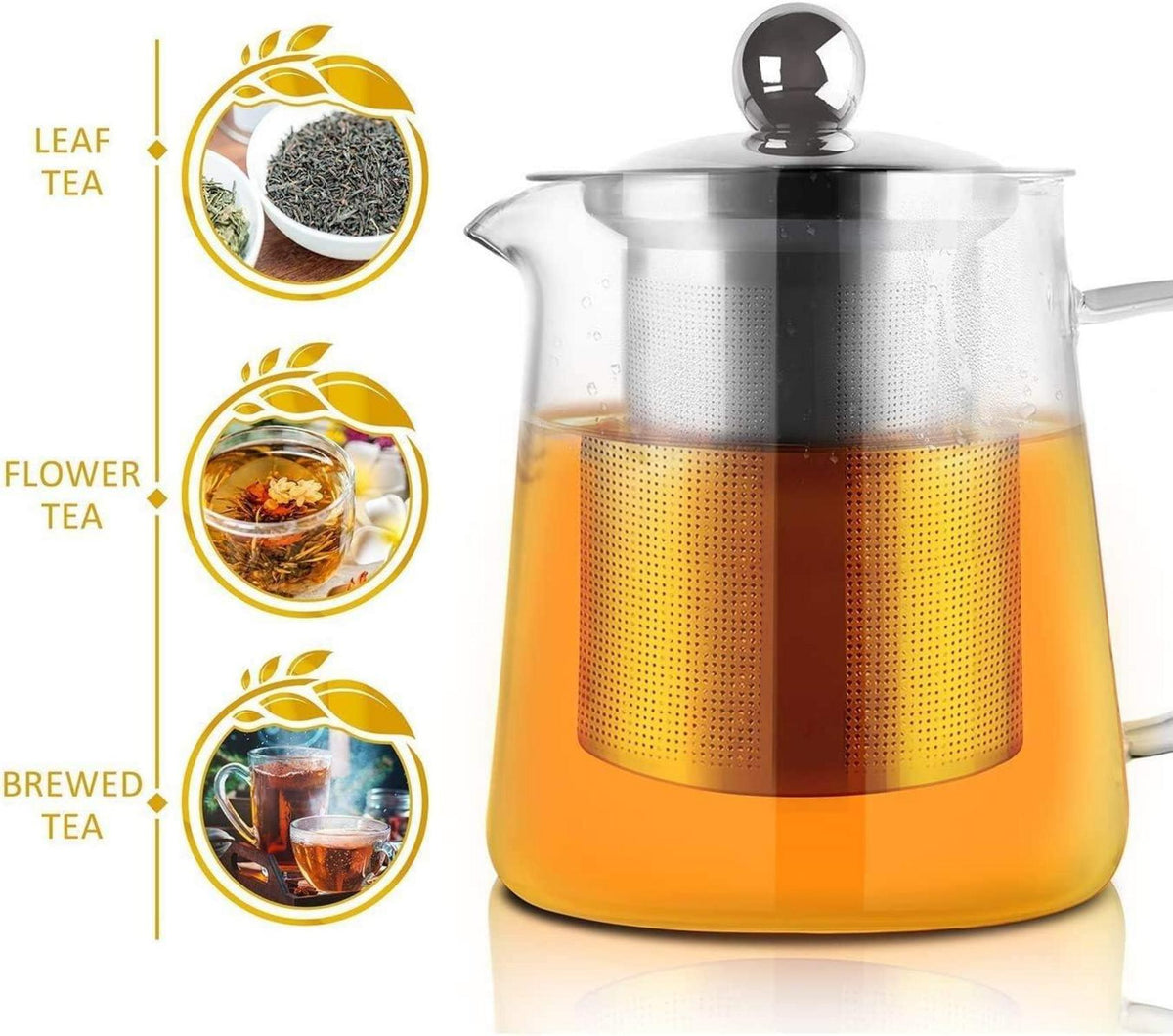 Kreative Teekanne 450ml Borosilikatglas Edelstahlfilter