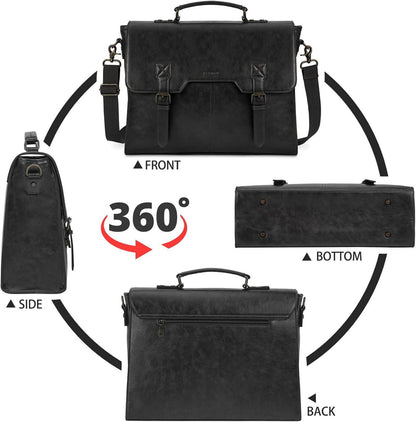 Umhängetasche Herren 15,6 Zoll Vintage Laptoptasche Schwarz