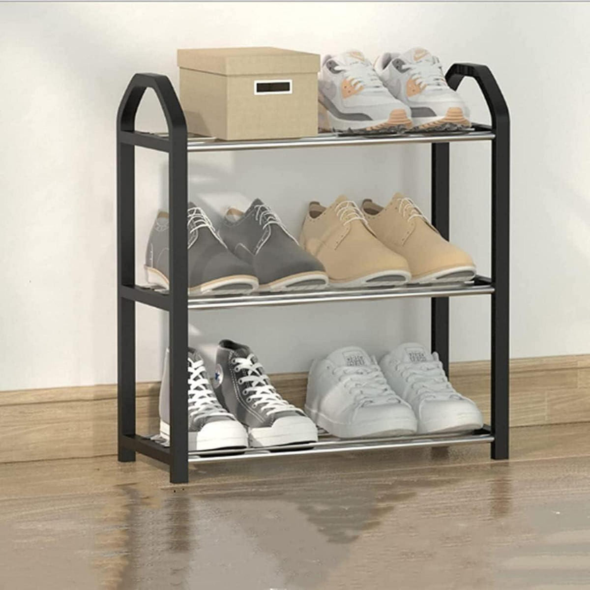 Kleines Schuhregal 3 Ebenen Schuhaufbewahrung Organizer