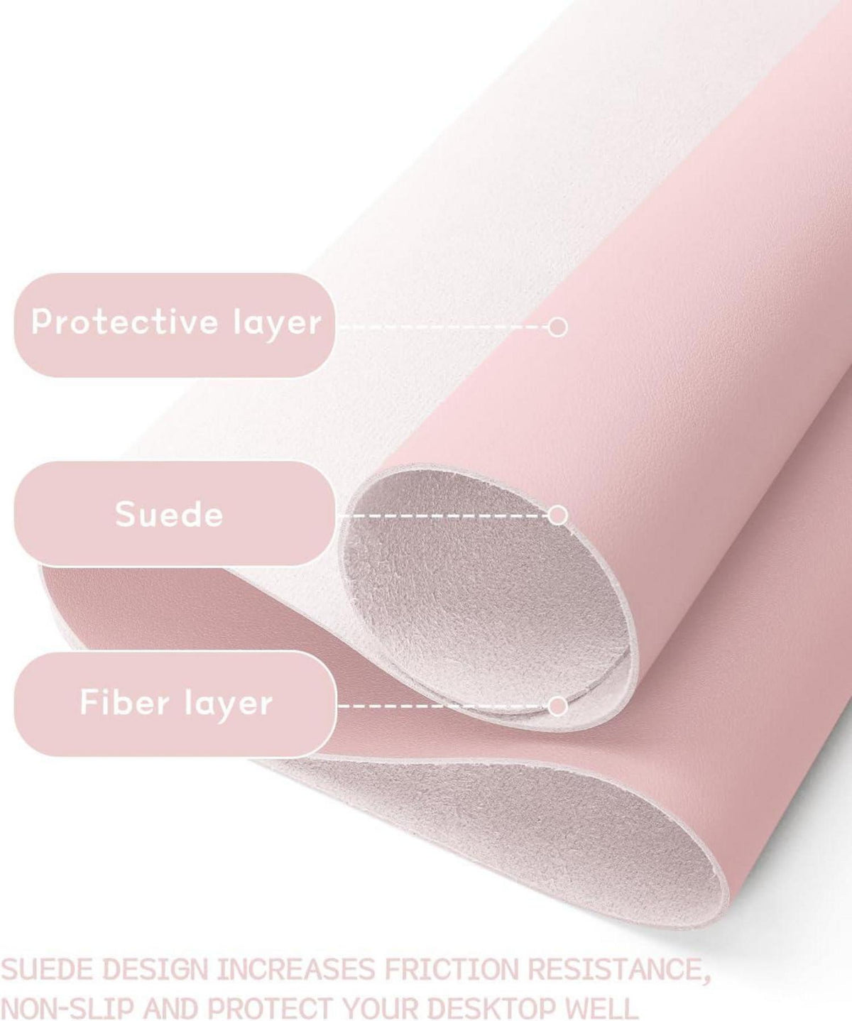 Großes Schreibtisch Mousepad Leder Rosa 90x43cm