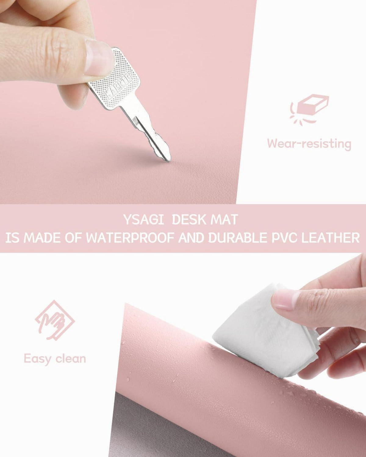 Moderne YSAGi Schreibtischunterlage Leder Mousepad 90x43cm Rosa