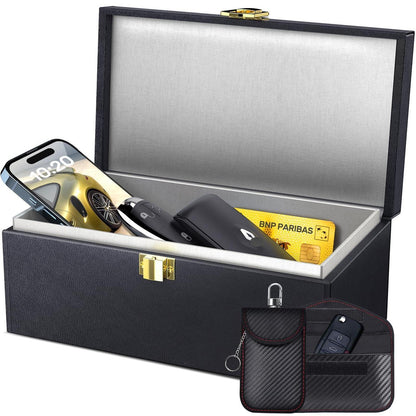 Keyless Go Schutzbox mit Faraday Taschen – Schwarz XL