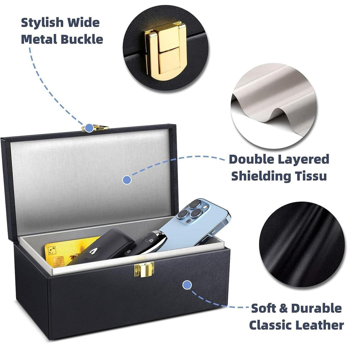 Keyless Go Schutzbox mit Faraday Taschen – Schwarz XL