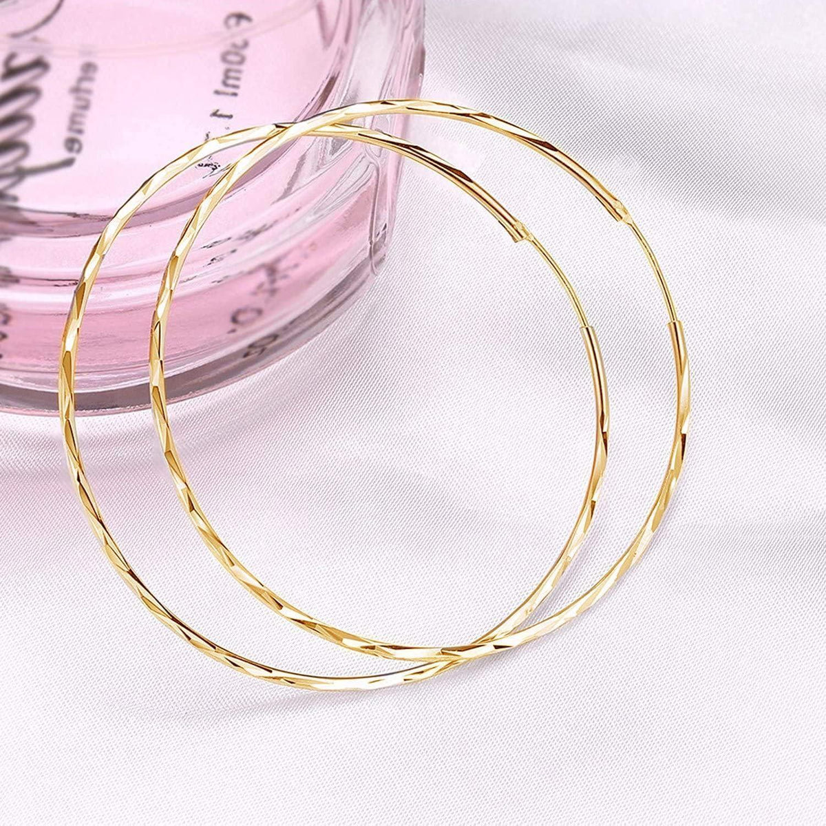 925 Sterling Silber Kreis Creolen 70mm Golden