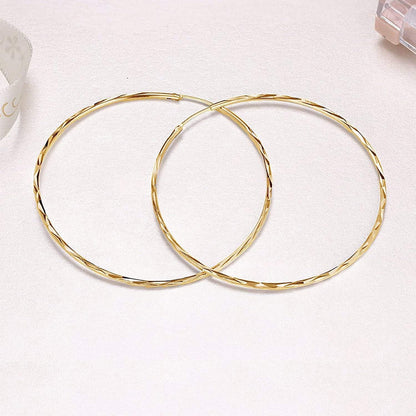 925 Sterling Silber Kreis Creolen 70mm Golden