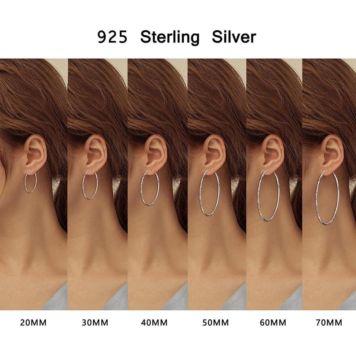 925 Sterling Silber Kreis Creolen 70mm Golden