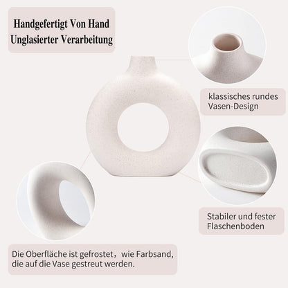 Keramik Vase Donut Design, Beige, Größe M