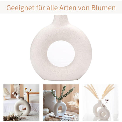 Keramik Vase Donut Design, Beige, Größe M