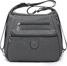 Leichter Damen Rucksack Nylon Umhängetasche Anti-Diebstahl Grau 3-in-1