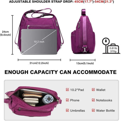 Damen Rucksack 3in1 Wasserdicht Anti-Diebstahl Violett
