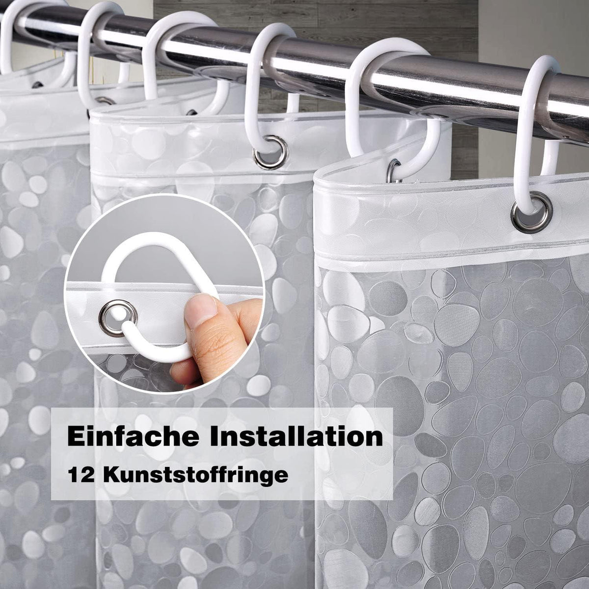 Duschvorhang 180x210cm Gewicht Magnet Transparent Eva