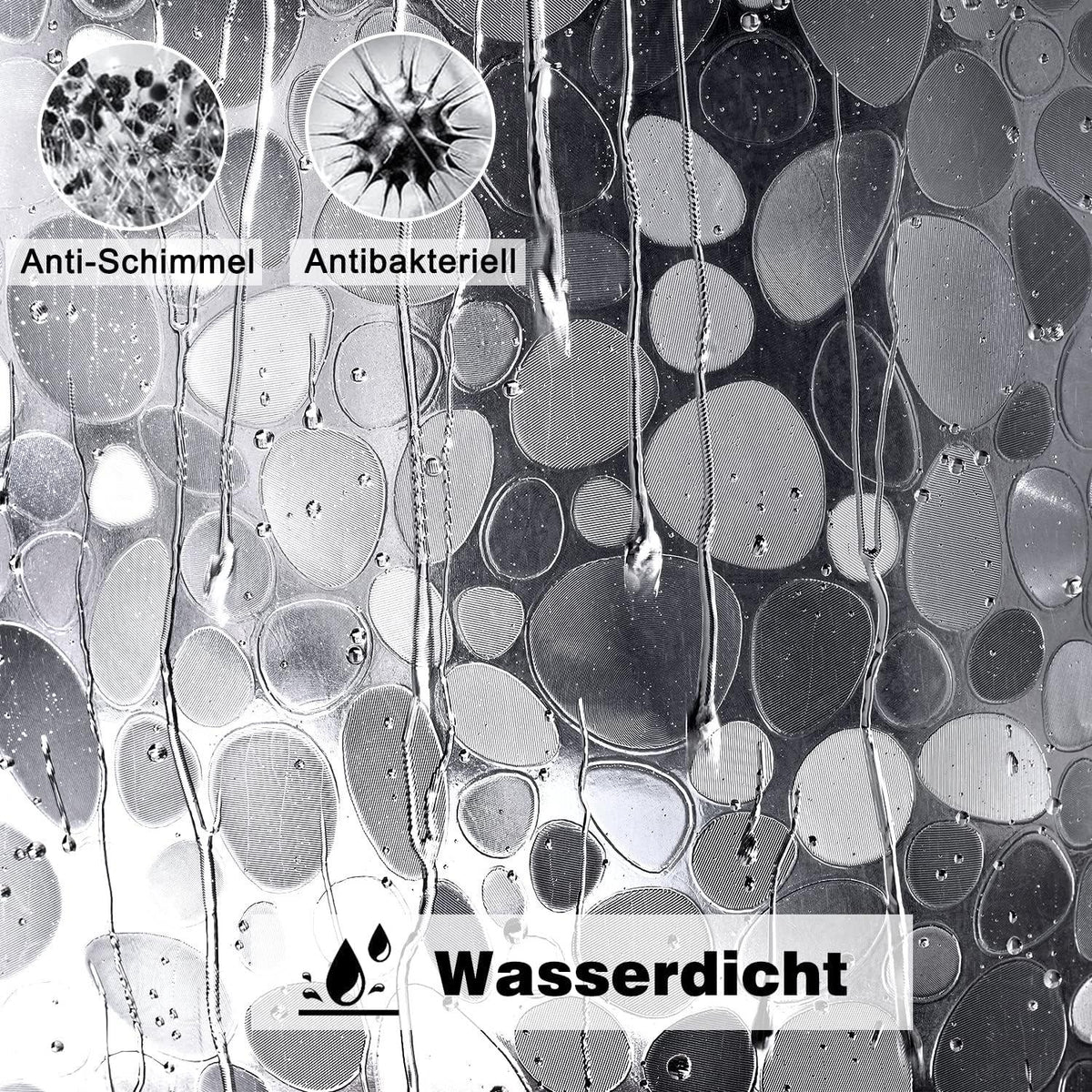Duschvorhang 180x210cm EVA Antibakteriell Wasserdicht mit Magneten Transparent