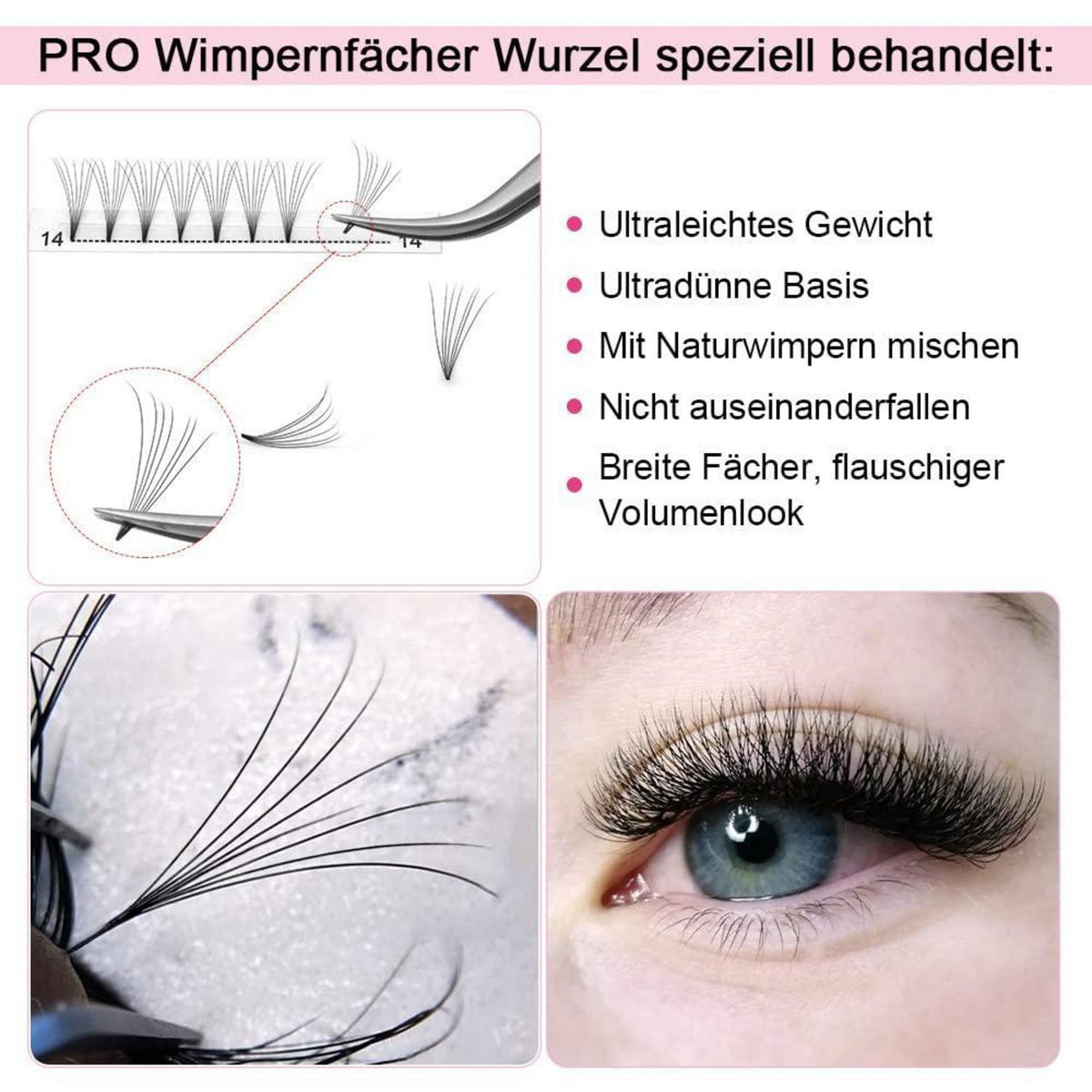 Fertige Wimpernfächer 7D-D 0.07 10mm C Curl Volumen Wimpern
