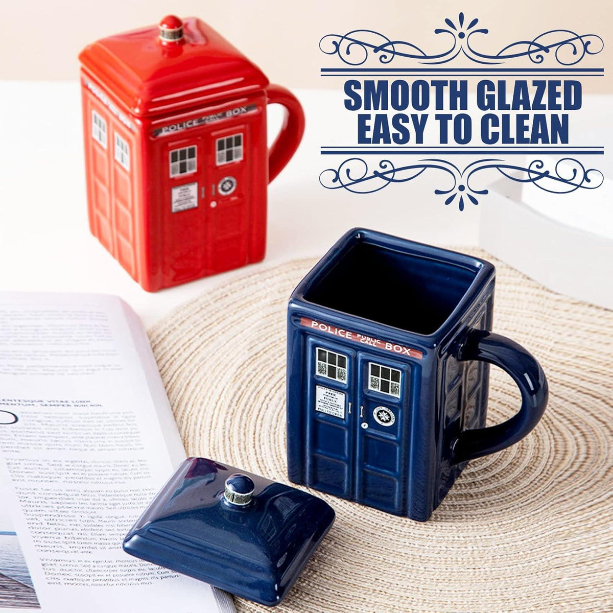Doctor Who Tasse Tardis Keramikbecher 450ml mit Deckel Gift Stil