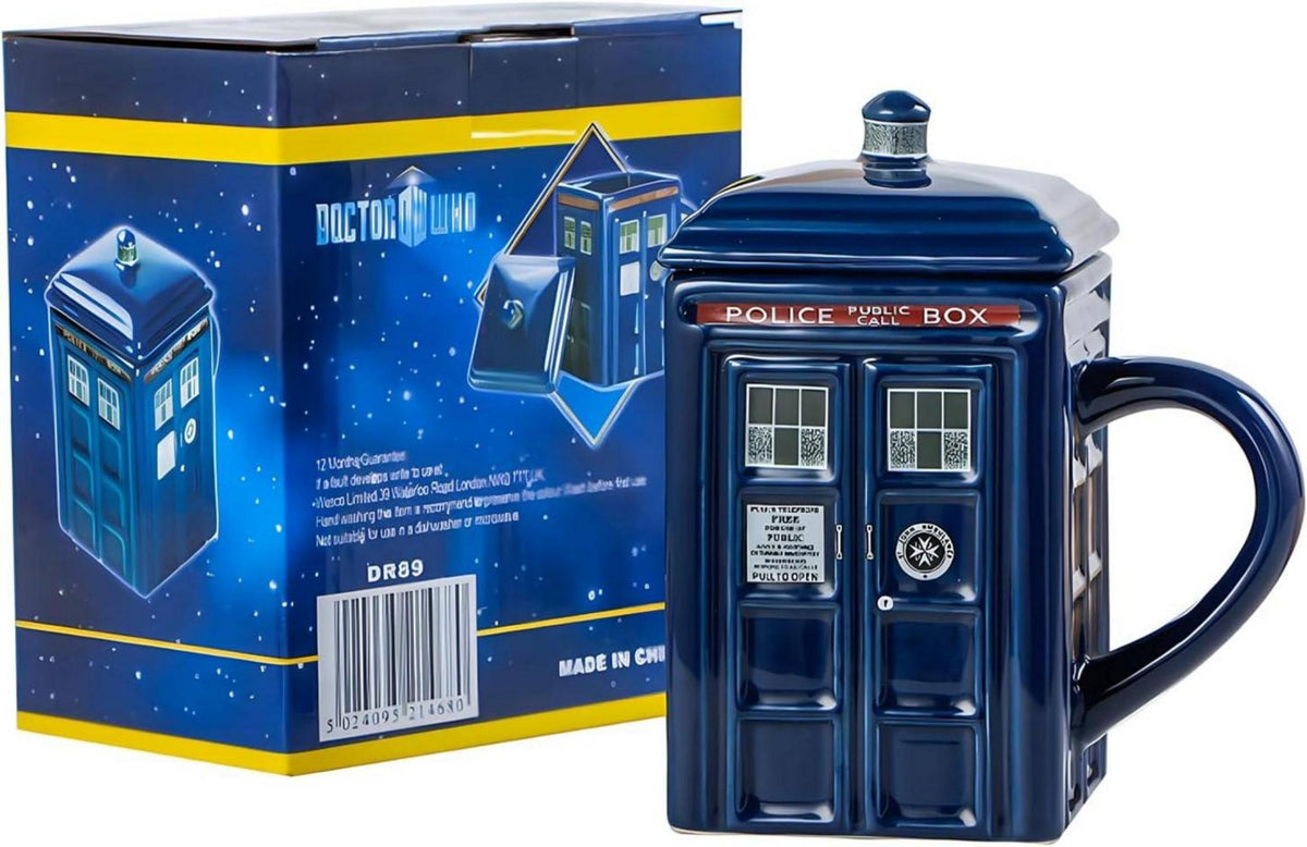 Doctor Who Tardis Kaffeetasse mit Deckel, Keramik, 450ml, Blau