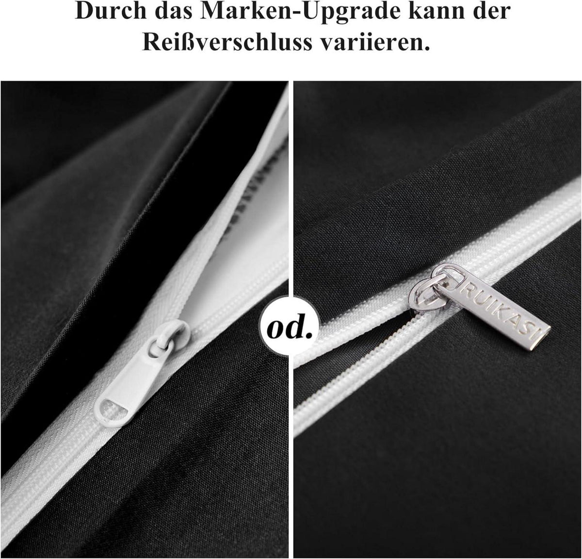 Bettwäsche 135x200 Schwarz 4tlg. Set Mikrofaser Reißverschluss