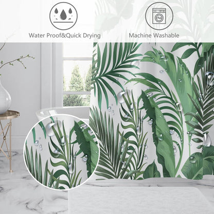 Duschvorhang Anti-Schimmel Grün Pflanzen 180x180 Polyester