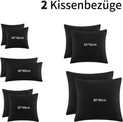 Kissenbezug 40x80 Schwarz 2er Set Mikrofaser Reißverschluss
