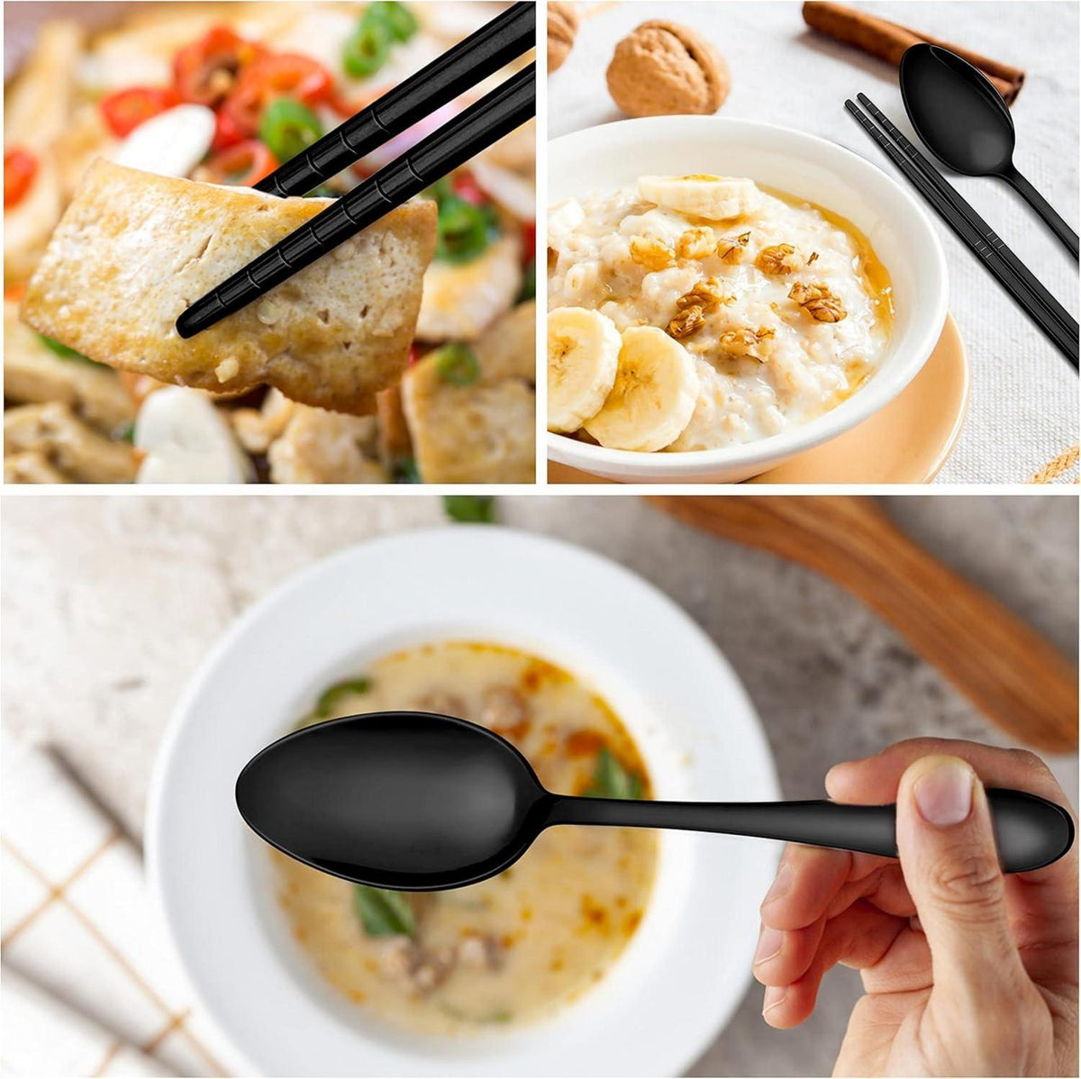 Herogo Reisebesteck Set 8-teilig Edelstahl Camping Utensilien Tragetasche Outdoor Picknick
