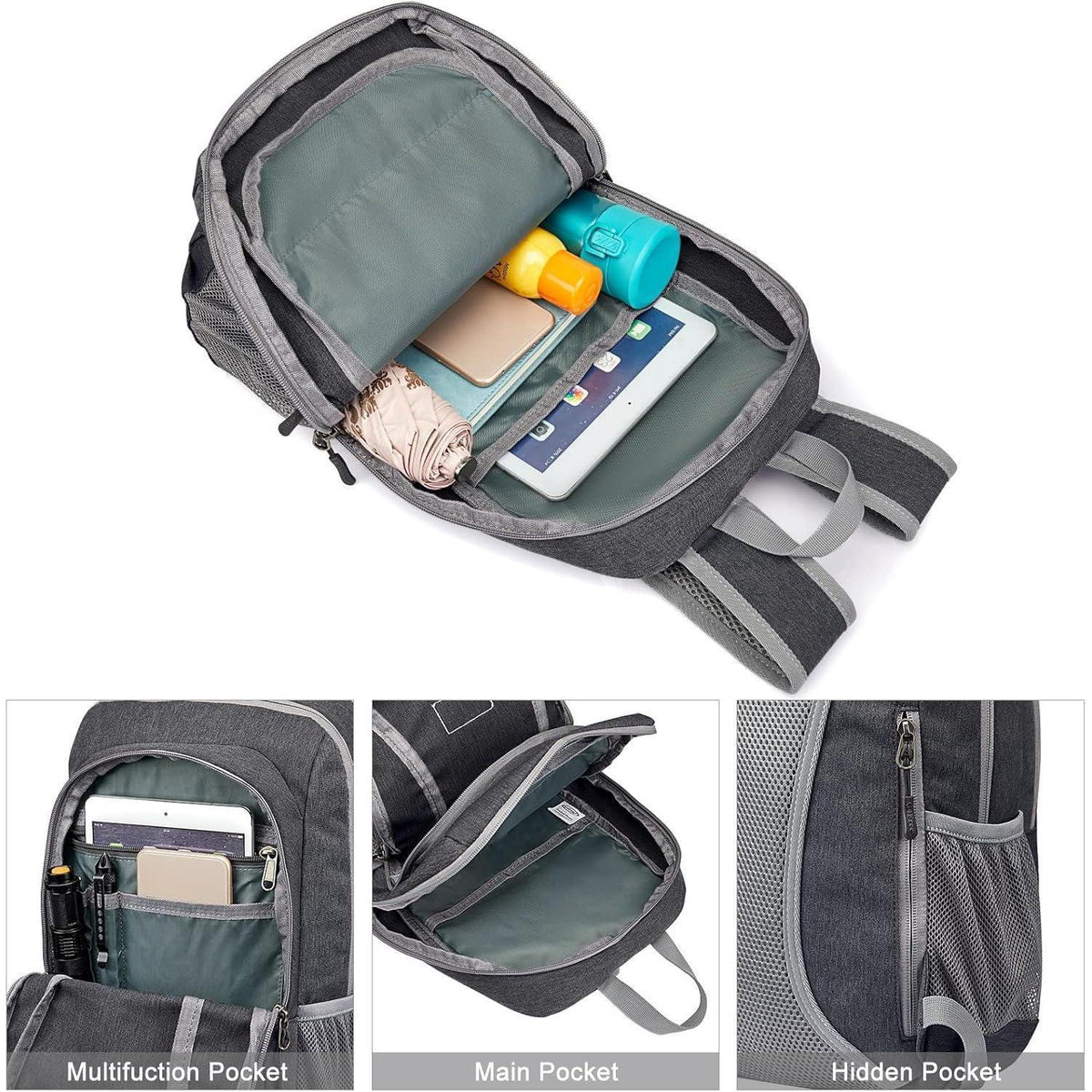 Mini Wanderrucksack 10L, wasserdicht, dunkelgrau