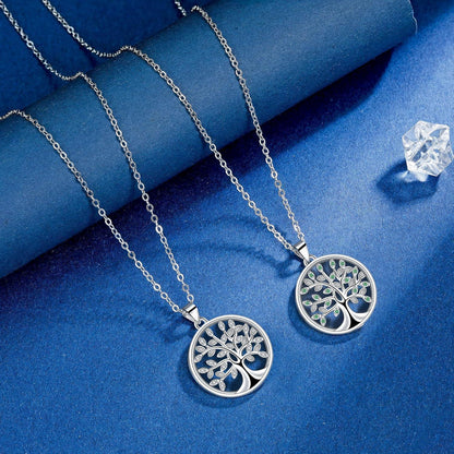 Lebensbaum Halskette Damen 925 Sterling Silber Grün Zirkonia