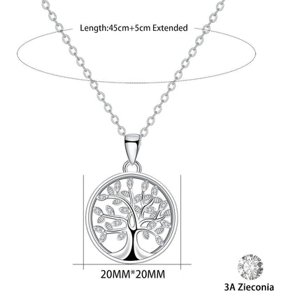 Lebensbaum Halskette Damen 925 Sterling Silber Grün Zirkonia