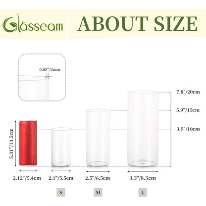 Glas Kerzenhalter Set Zylinder 3 Größen für Stumpenkerzen & Teelichter