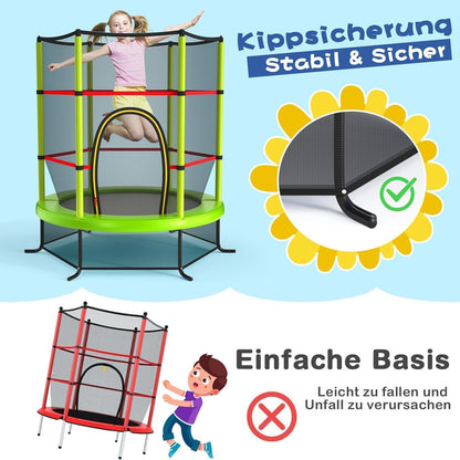 Gartentrampolin 165cm mit Netz & Randabdeckung – Kindertrampolin Grün