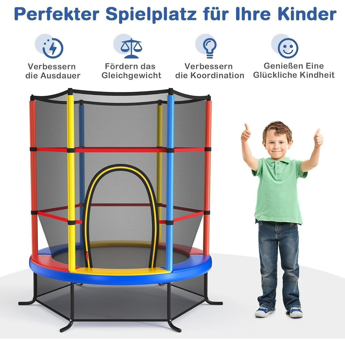 Gartentrampolin 165cm mit Netz & Randabdeckung – Kindertrampolin