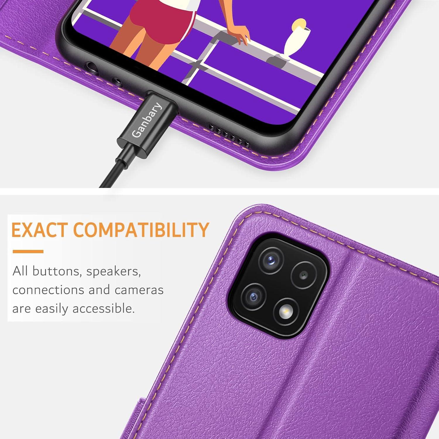 Samsung Galaxy A22 5G Handyhülle - Premium Leder Flipcase mit Kartenschlitzen & Standfunktion