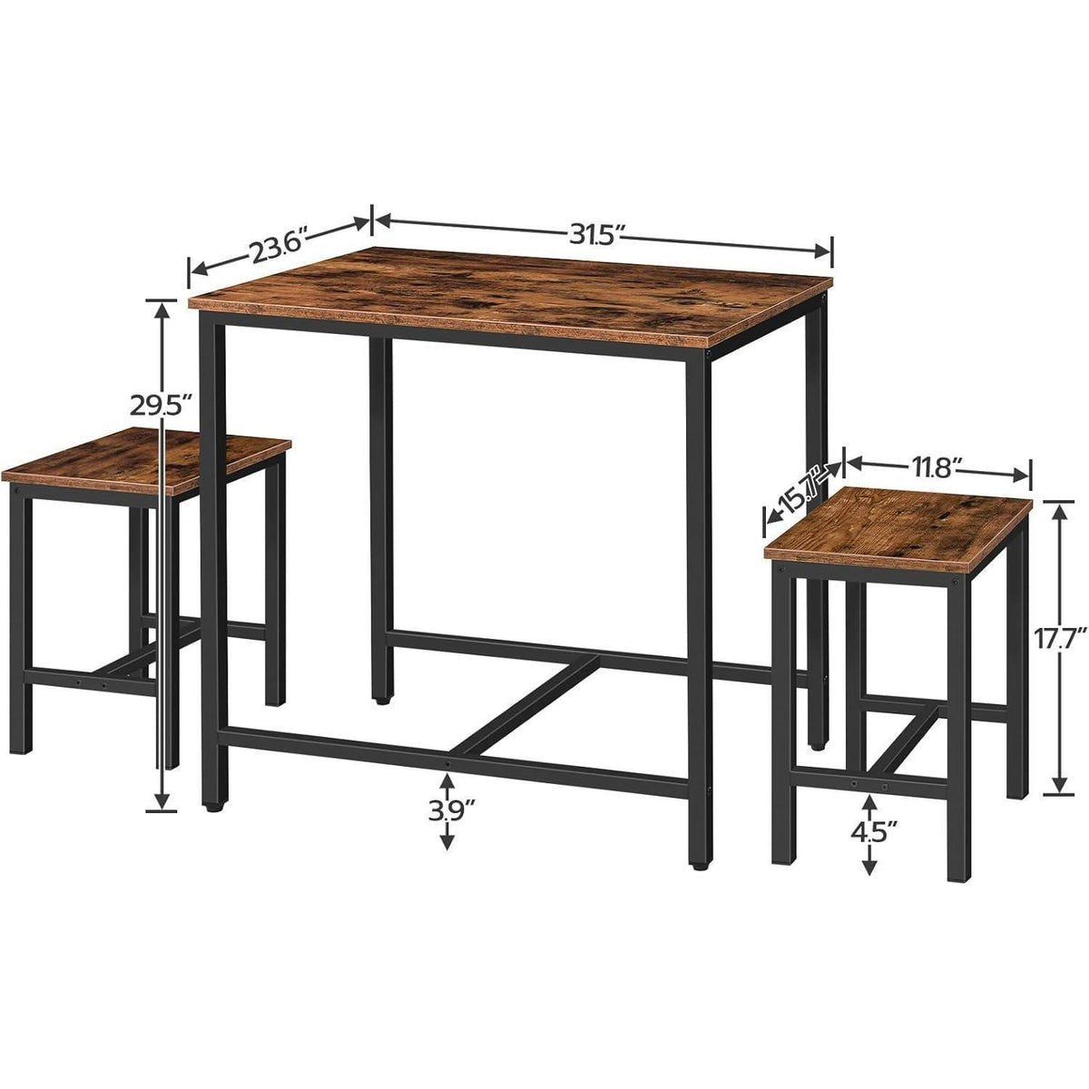 Bartisch Set mit Barhockern – Küchentisch für 2 Personen