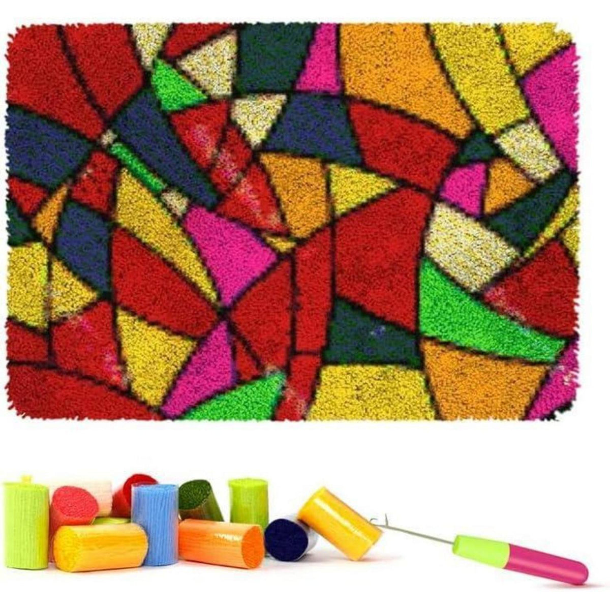 Knüpfteppich Set zum Selber Knüpfen – 50x38cm Farbblock