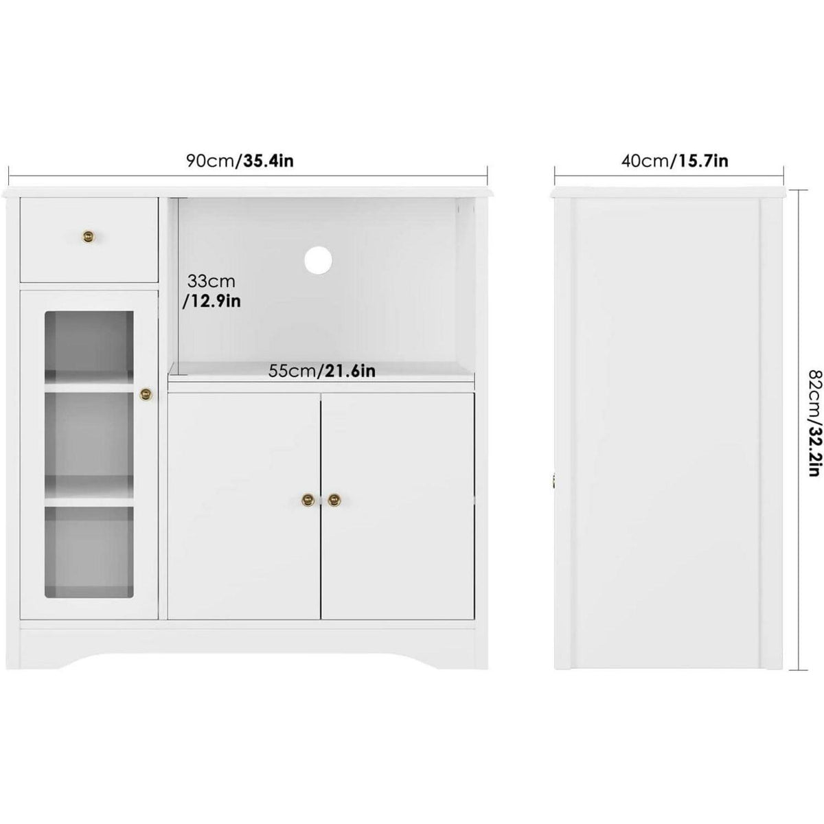 Küchenschrank Weiß mit Arbeitsplatte & Mikrowellenregal