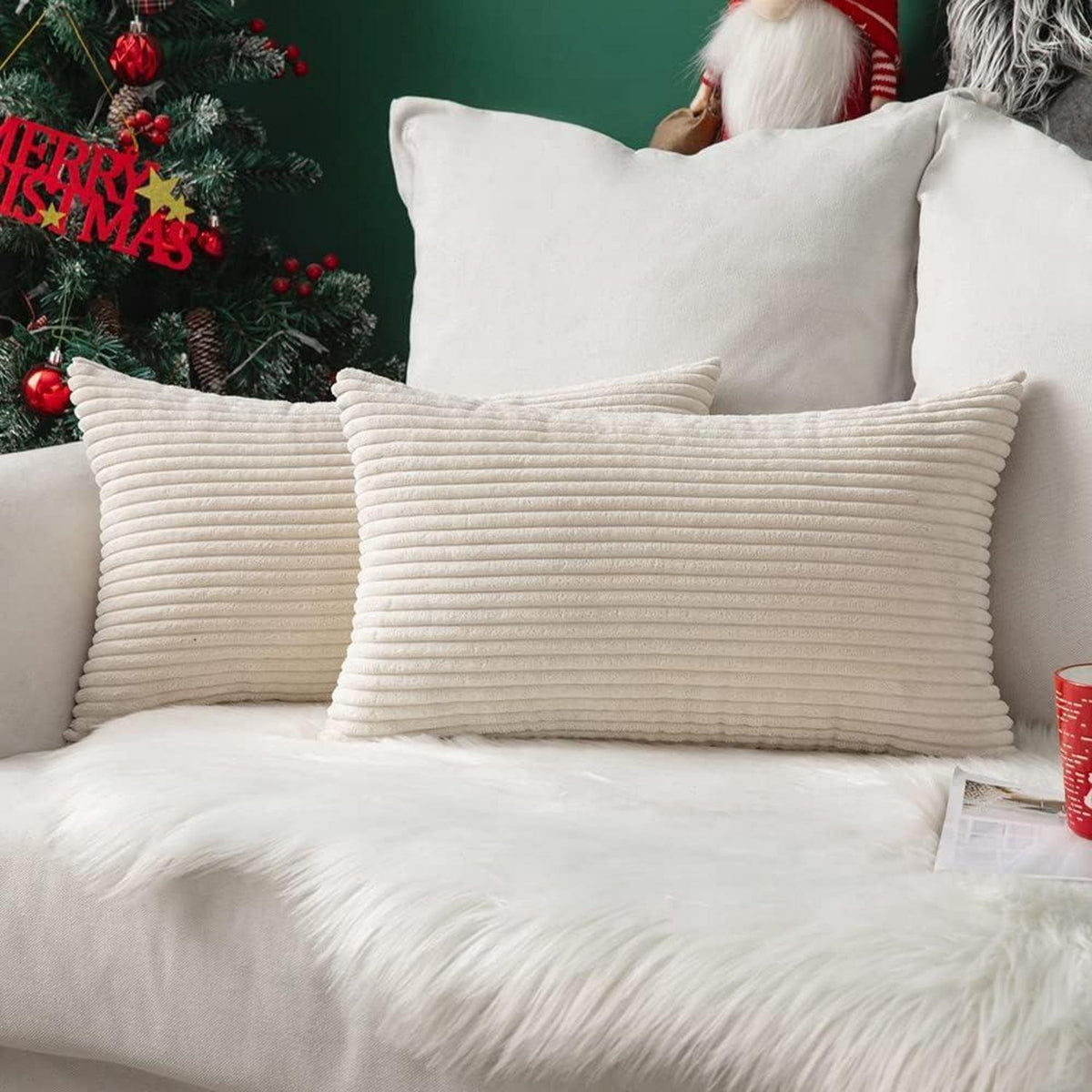 Kissenbezüge Kordsamt 2er Set 40x60 cm Beige