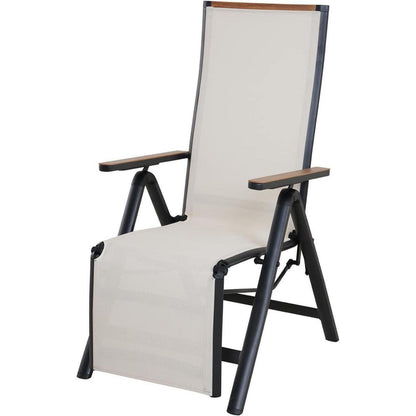 Aluminium Liegestuhl Hochlehner klappbar, 6-fach verstellbar, Beige