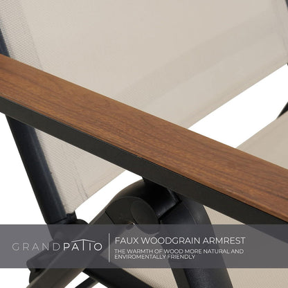 Aluminium Liegestuhl Hochlehner klappbar, 6-fach verstellbar, Beige