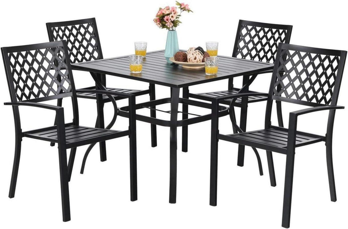 Gartenmöbel Set 4 Stühle Tisch Wetterfest Schwarz