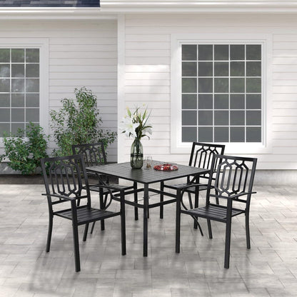 PHIVILLA Gartenmöbel Set 4 Personen Wetterfest Metall Gartentisch mit Stühlen