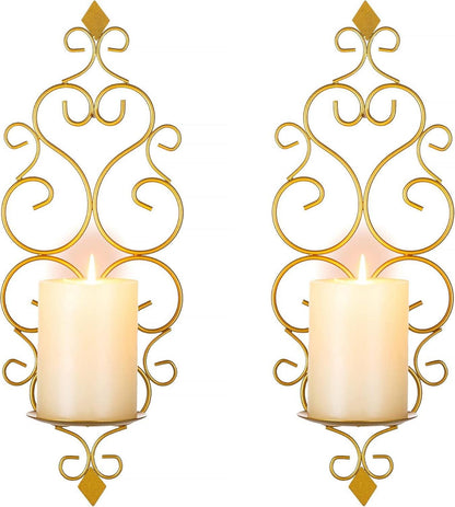 Wandkerzenhalter Set Metall Vintage Wanddeko Gold 2er-Set