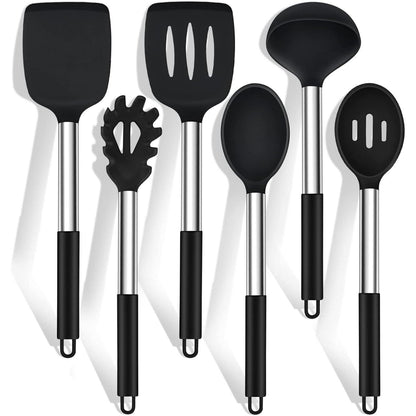 Küchenhelfer Set 6-teilig Silikon Kochutensilien Schwarz