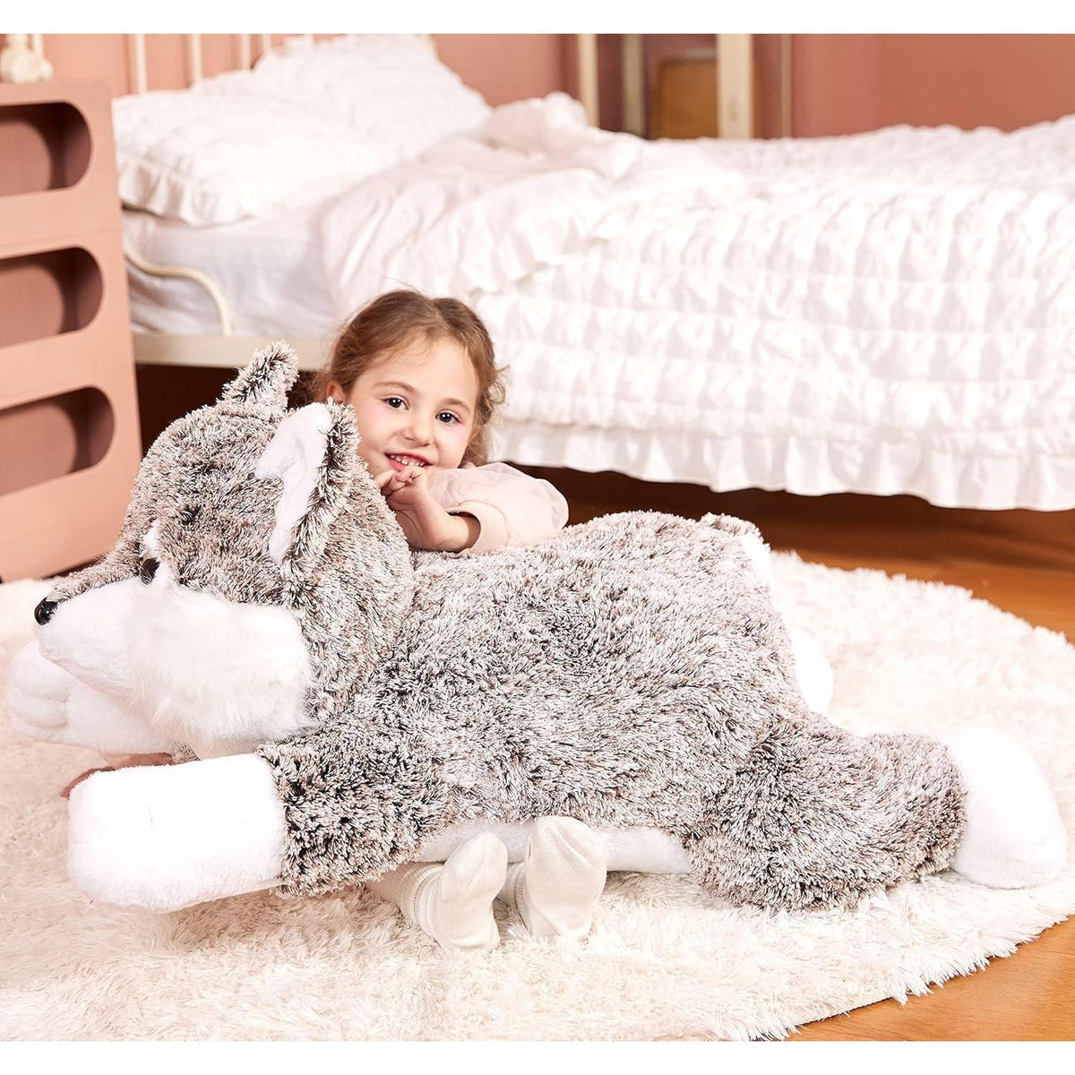 Riesiger Wolf Kuscheltier 78cm - Plüschtier Geschenk für Kinder