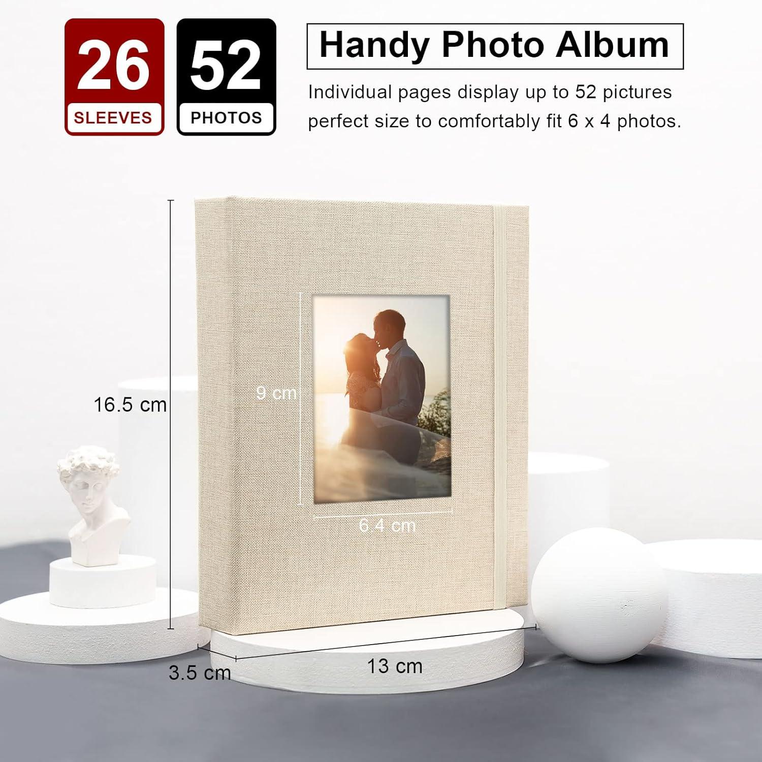 Vienrose Fotoalben Klein 10x15 Fotos 2er Pack Leinen Cover Frontfenster personalisiert - 52 Fotos- Aufbewahrung Kunstwerken Postkarten