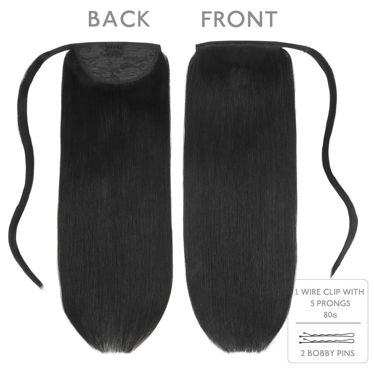 Echthaar Pferdeschwanz Extension Schwarz 50cm Volumen