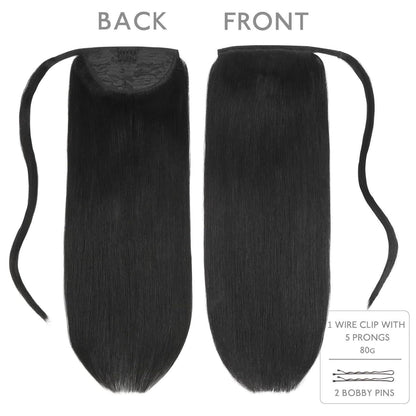 Echthaar Pferdeschwanz Extension – Tief Schwarz, 55cm