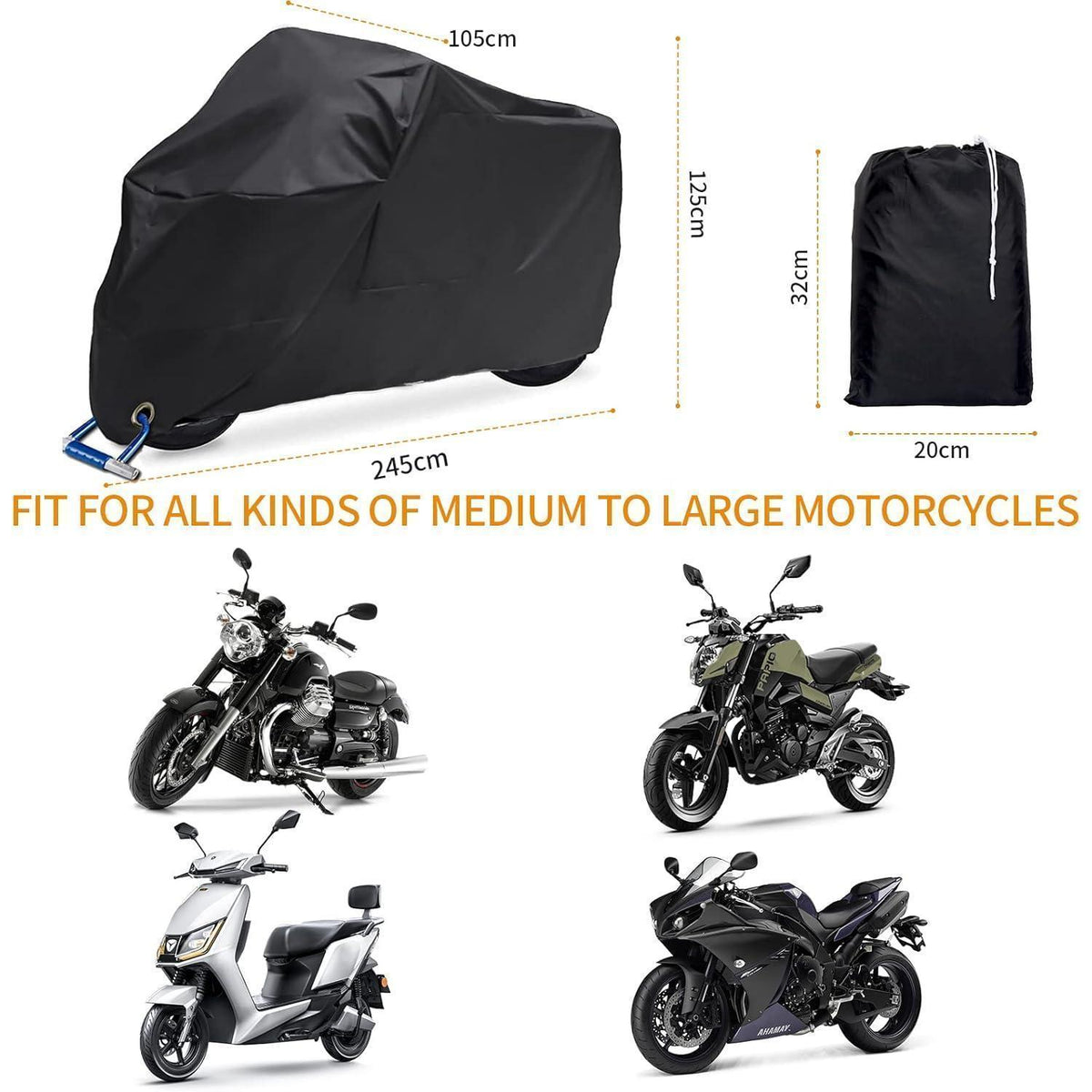 Motorrad Abdeckplane Wasserdicht 245x105x125cm – Winterfest & Sicher