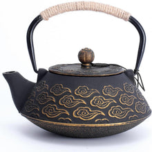 Japanische Gusseisen Teekanne mit Infuser 800ml für Herd, Schwarz