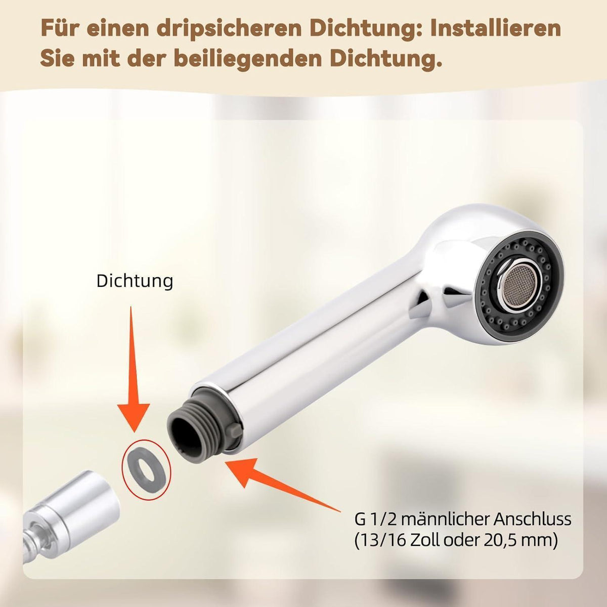Ausziehbarer Küchenbrausekopf mit 2 Modi – Chrom