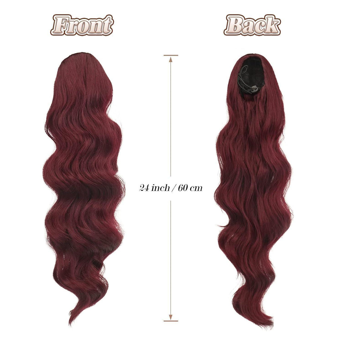 Welliges Locken Pferdeschwanz Haarteil – Rot, 60cm
