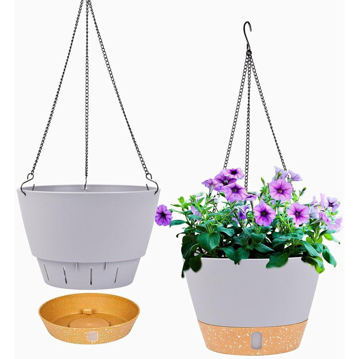 Hängende Pflanzgefäße 2er-Set, 25.4 cm, Hellgrau