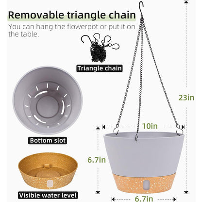 Hängende Pflanzgefäße 2er-Set, 25.4 cm, Hellgrau
